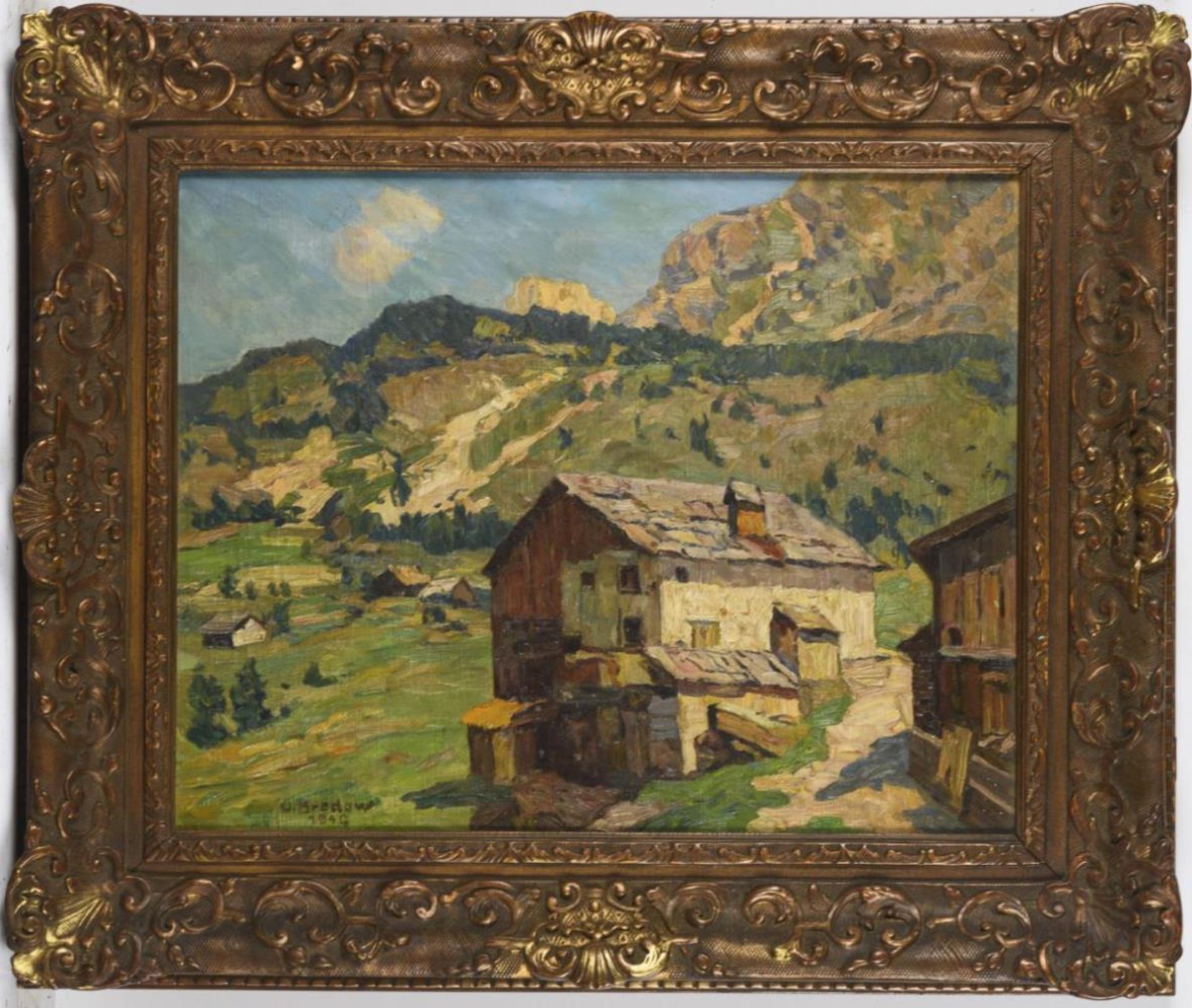 BREDOW, Otto (* 1874 Berlin). "Bauernhäuser im Grödnertal/Dolomiten". - Bild 2 aus 3