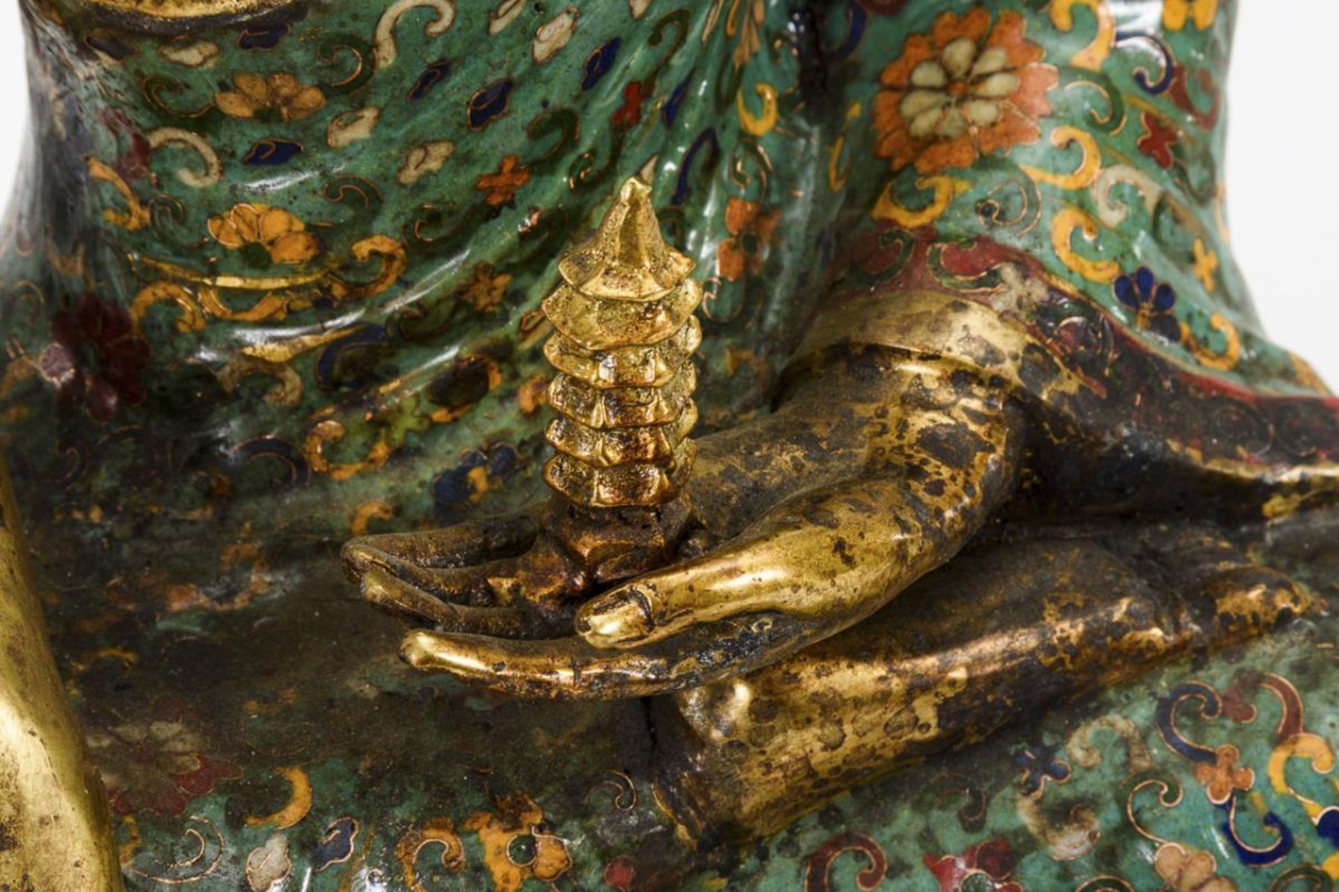 Buddha mit Cloisonnétechnik - Bild 3 aus 10