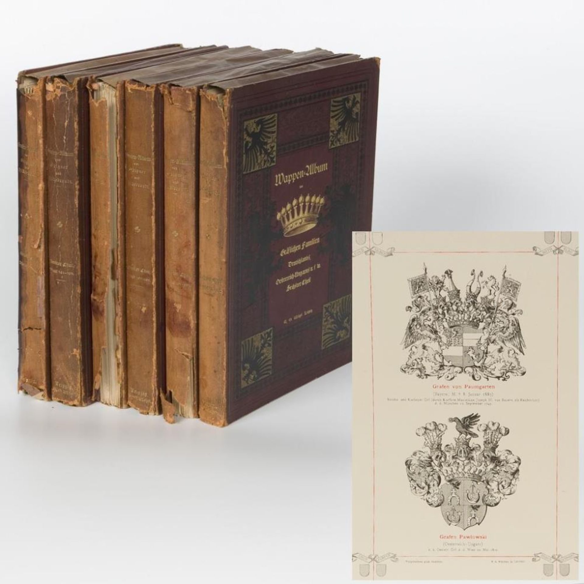 "Wappen-Album der Gräflichen Familien Deutschlands, Österreich-Ungarns", 6 Bände (komplett), 1883-18