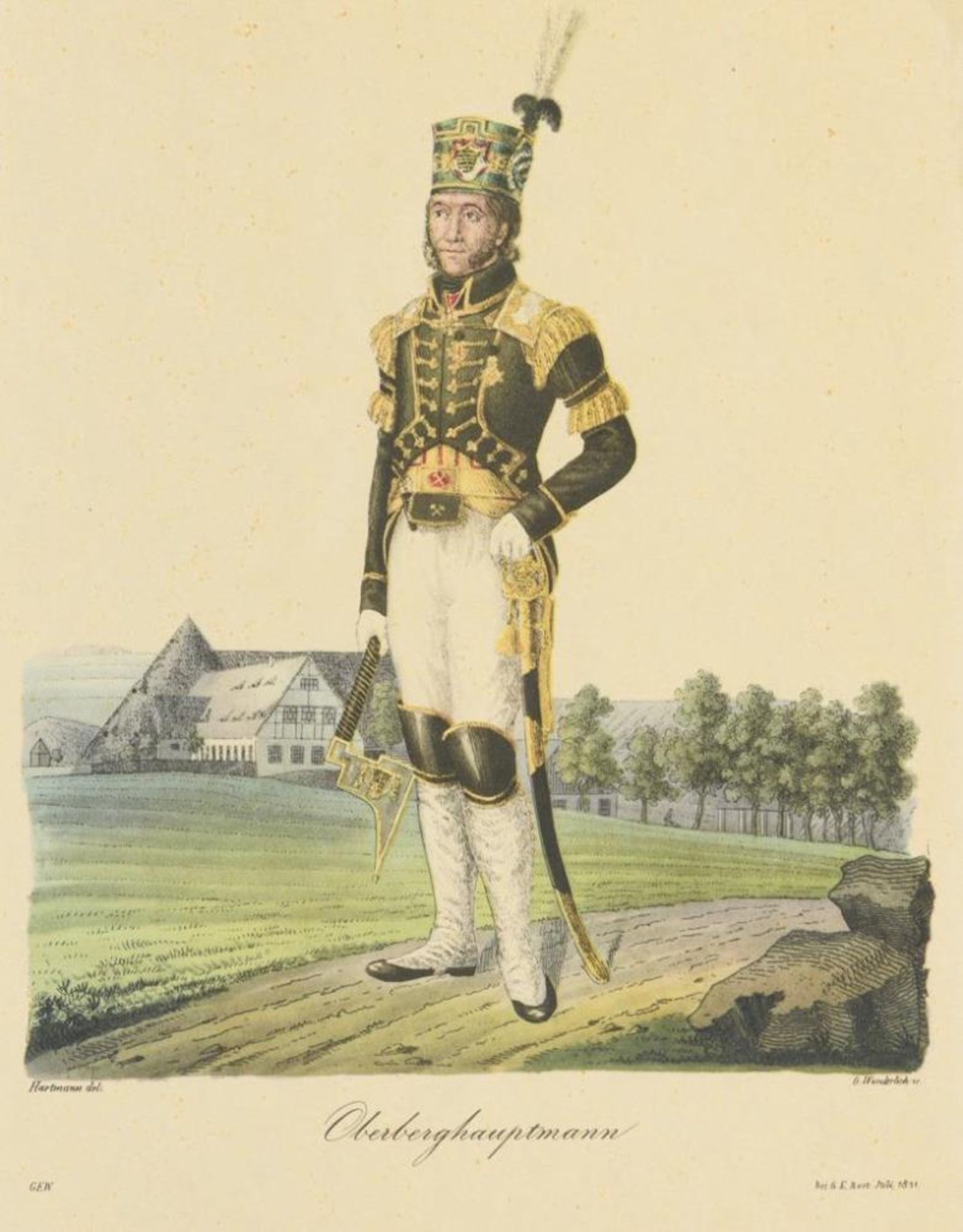 WUNDERLICH, Gustav (1809 - 1882). 3 Darstellungen von Bergmännern in Tracht. - Image 2 of 4