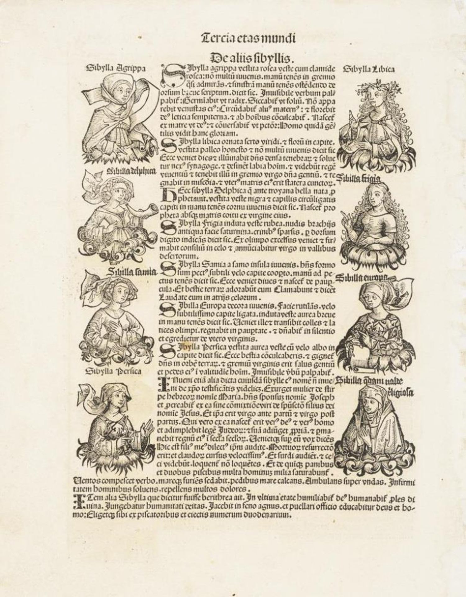 SCHEDEL, Hartmann (1440 Nürnberg - 1493 Nürnberg). Originalblatt aus der Schedelschen Weltchronik.