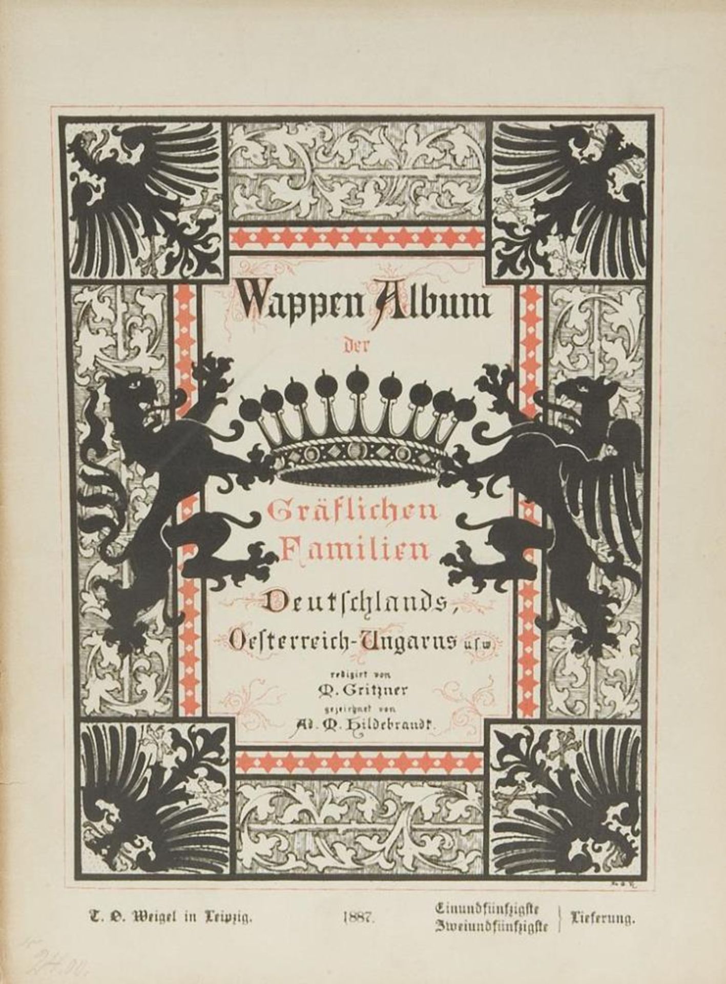 "Wappen-Album der Gräflichen Familien Deutschlands, Österreich-Ungarns", 6 Bände (komplett), 1883-18 - Bild 3 aus 5