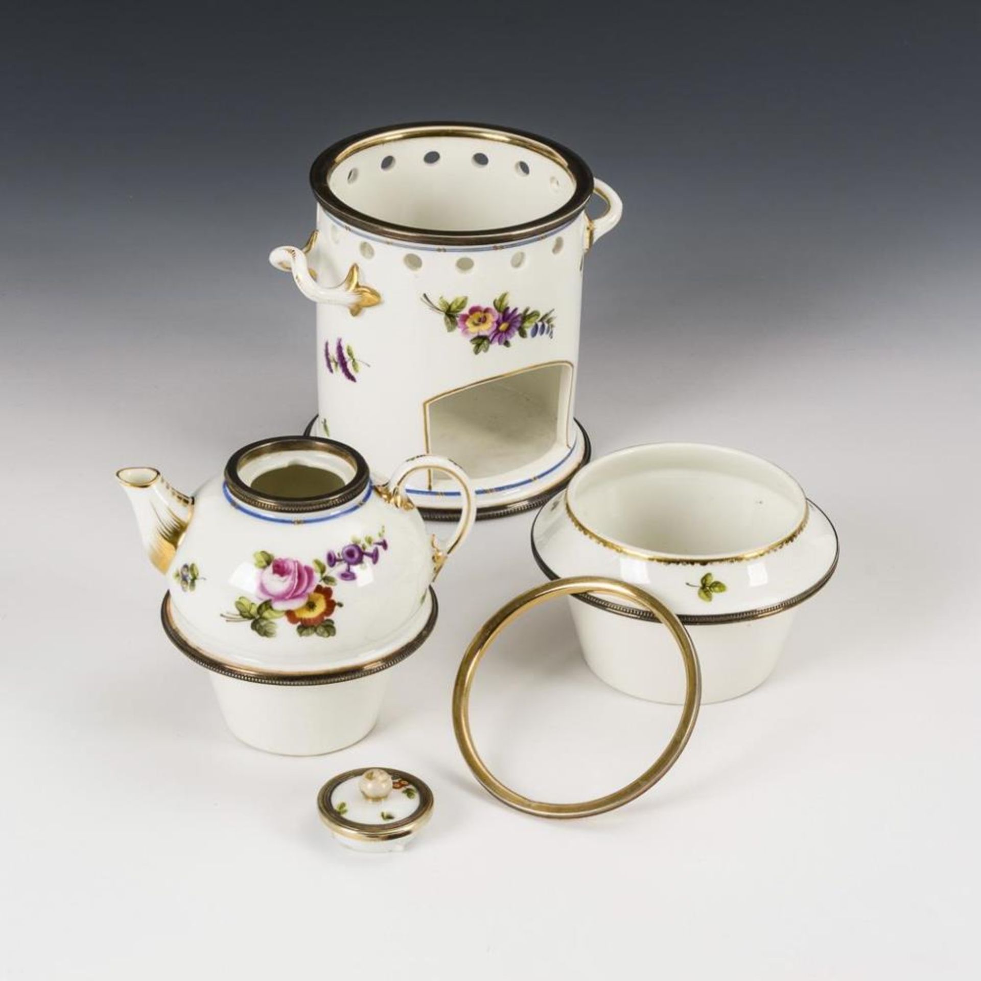 Teekännchen mit Stövchen und Silbermontierung - Bild 2 aus 2