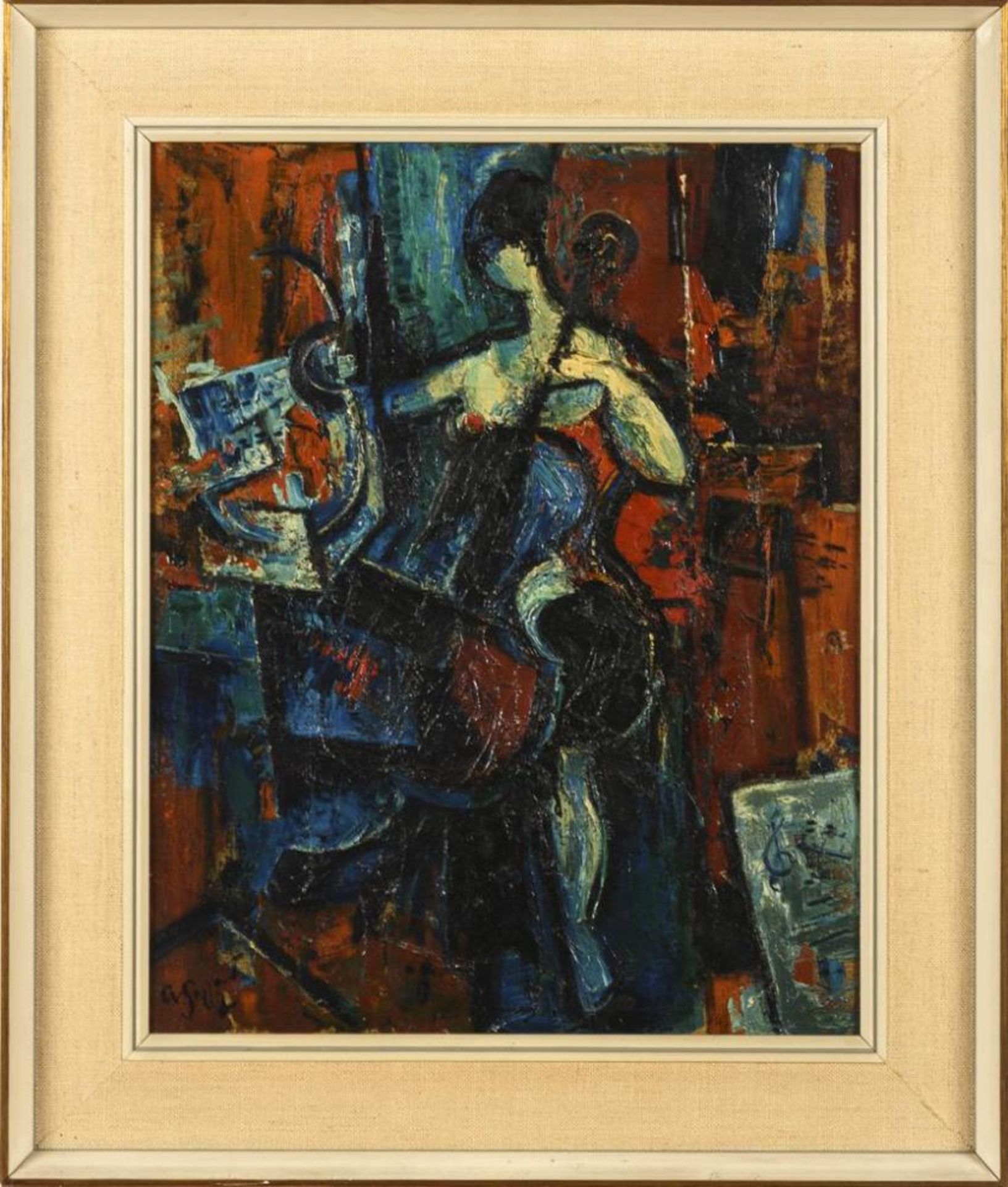 GERHARD, Adolf (1910 Mainz - 1975 ebd.). "Blaues Cello". - Bild 2 aus 3