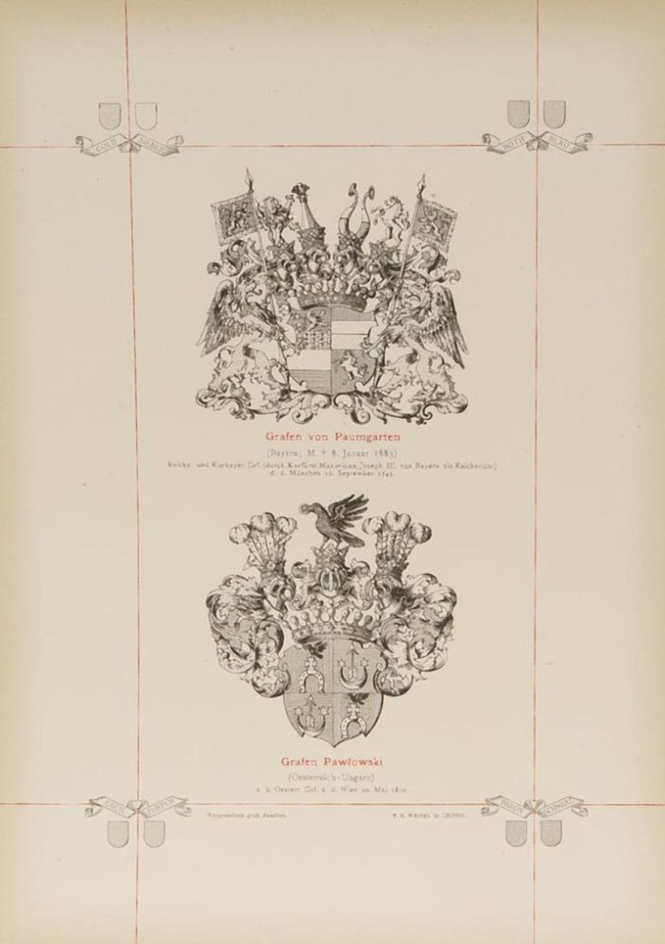 "Wappen-Album der Gräflichen Familien Deutschlands, Österreich-Ungarns", 6 Bände (komplett), 1883-18 - Bild 5 aus 5