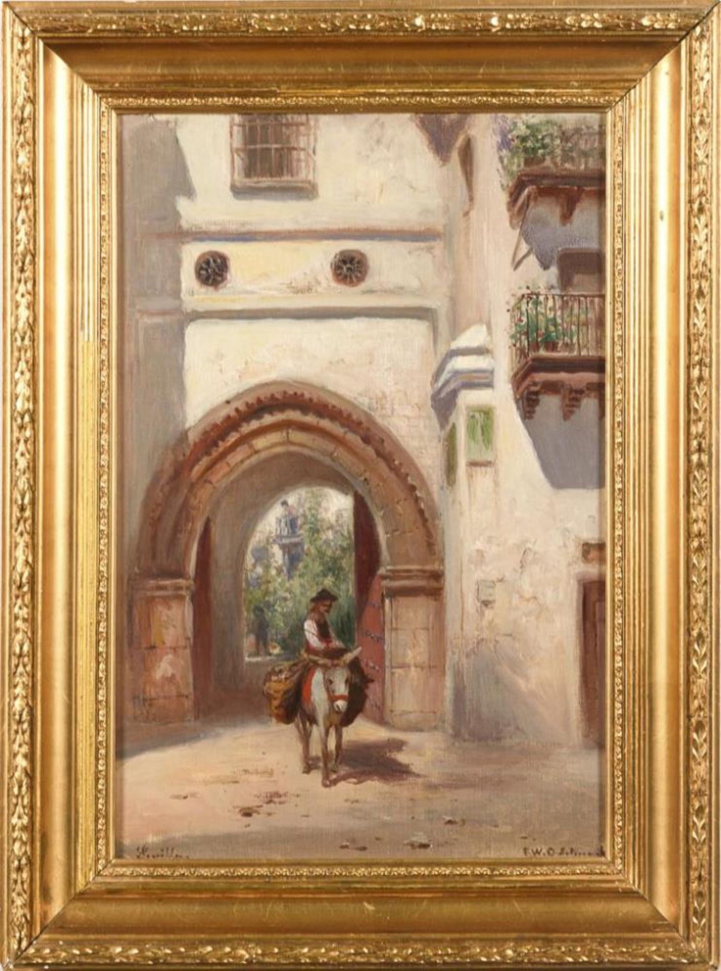 ODELMARK, Frans Wilhelm (1849 Västervik - 1937 Stockholm). Stadttor mit Esel und Reiterin in Sevilla - Bild 2 aus 3