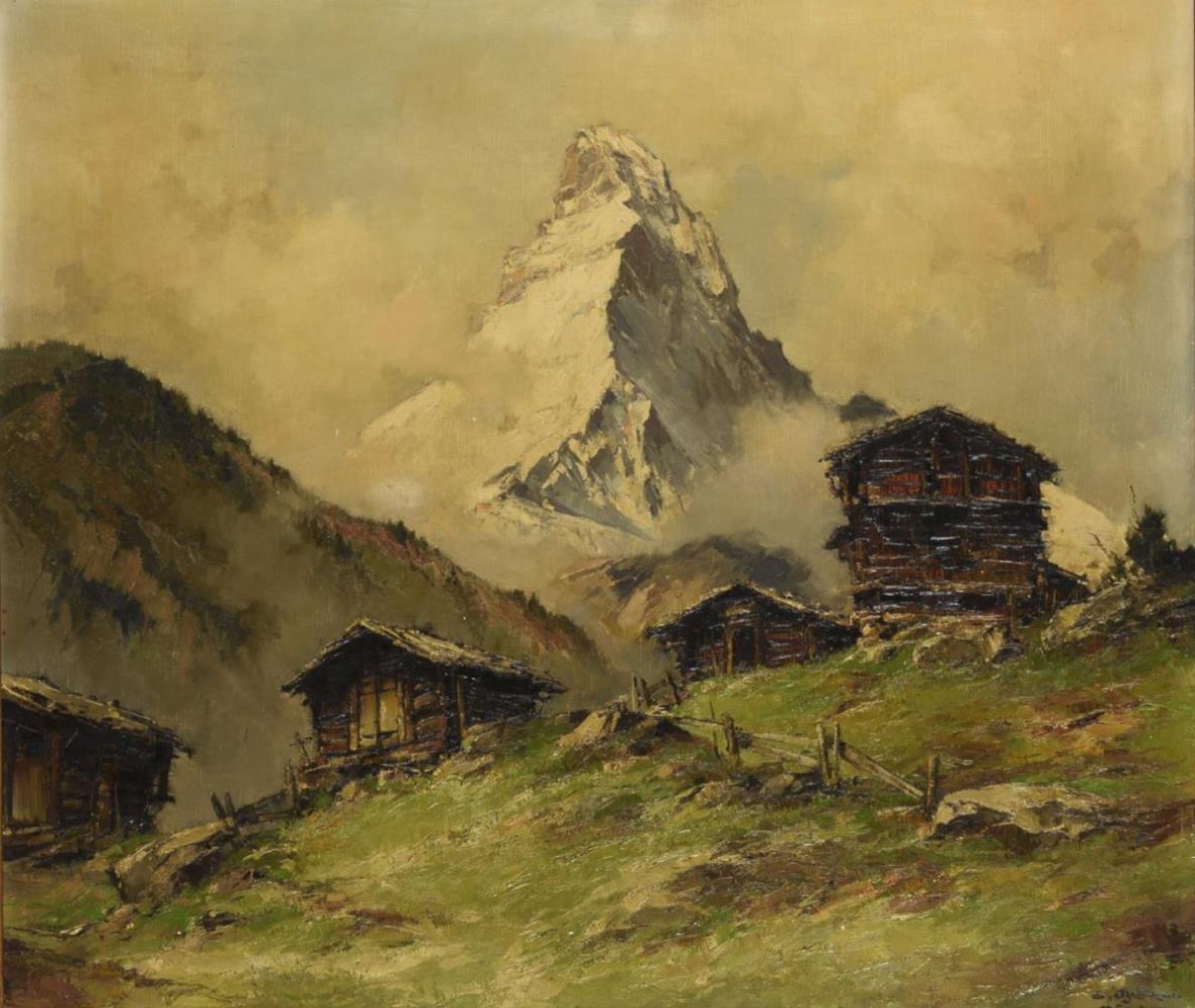 BRÖKER, Ernst (1893 München - 1963 ebd.). Alpenlandschaft mit Matterhorn.