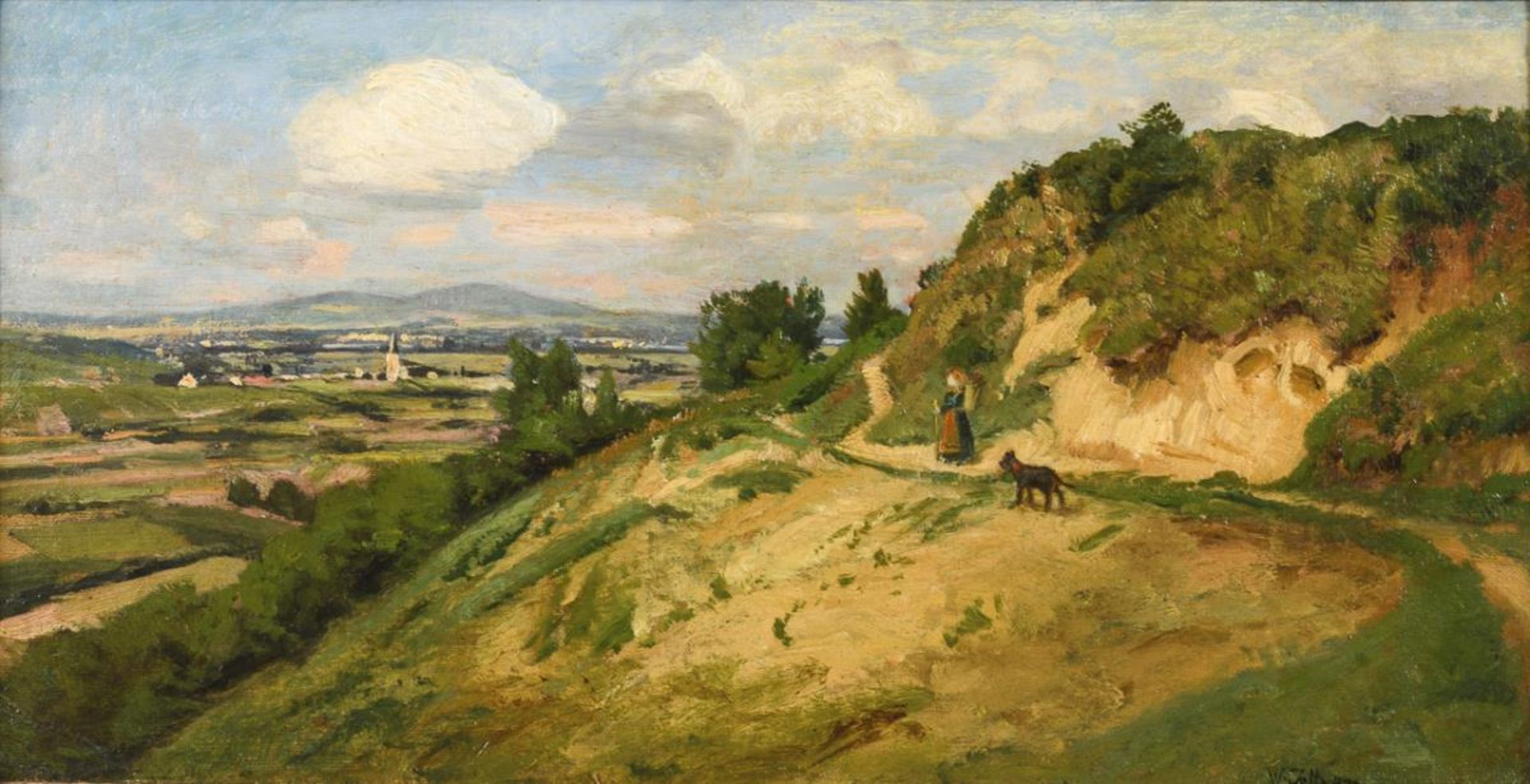 JETT, Wilhelm (1846 - 1877). Blick auf den Huelfensberg vom Heldrastein.