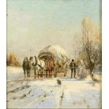 FEDDER, Otto (1873 Schwerin 1873 - 1918 Wildschaige a.T.). Winterlandschaft mit Fuhrwerk.