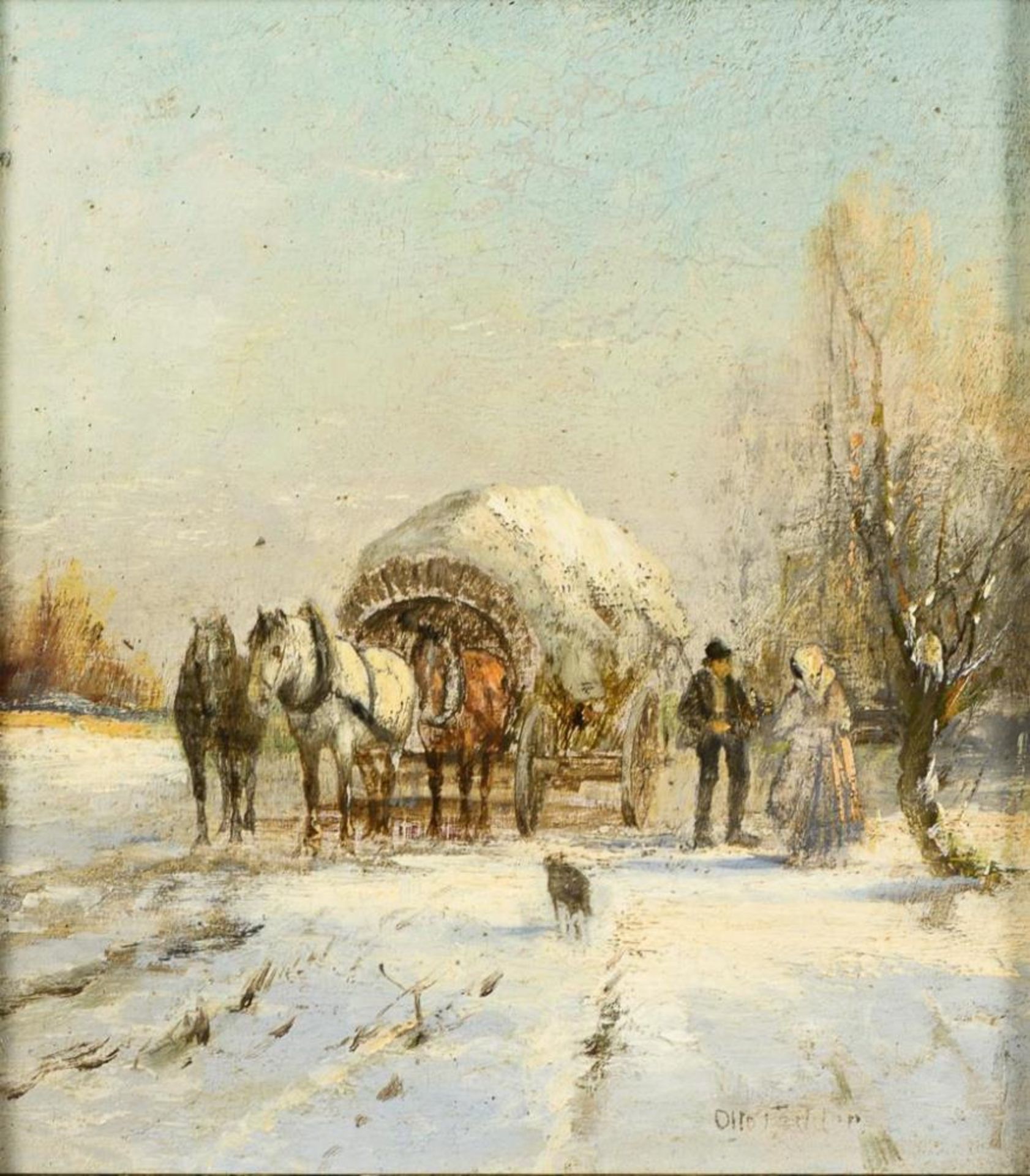 FEDDER, Otto (1873 Schwerin 1873 - 1918 Wildschaige a.T.). Winterlandschaft mit Fuhrwerk.