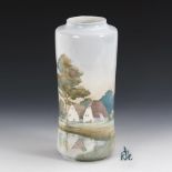 Jugendstil-Vase mit Landschaftsmalerei. ENS.
