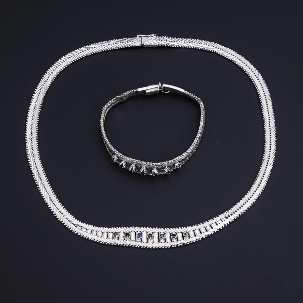 Halskette und Armband mit Saphiren. - Image 2 of 2