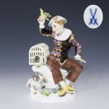 Harlekin mit Vogel und Katze. Meissen.