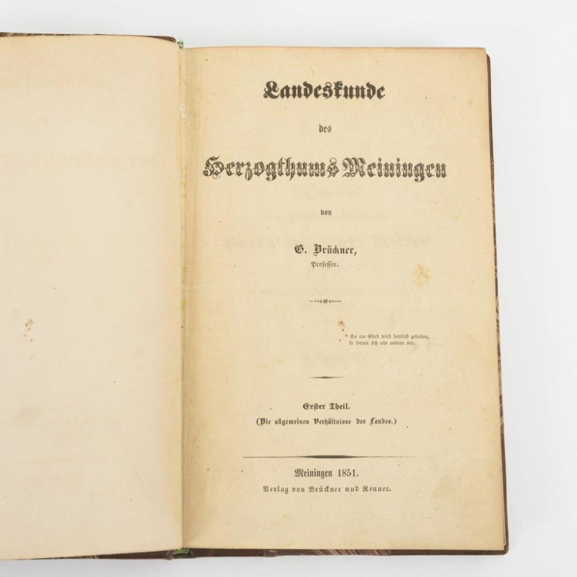 BRÜCKNER, G.. "Landeskunde des Herzogthums Meiningen" 2 Bände. - Bild 2 aus 2