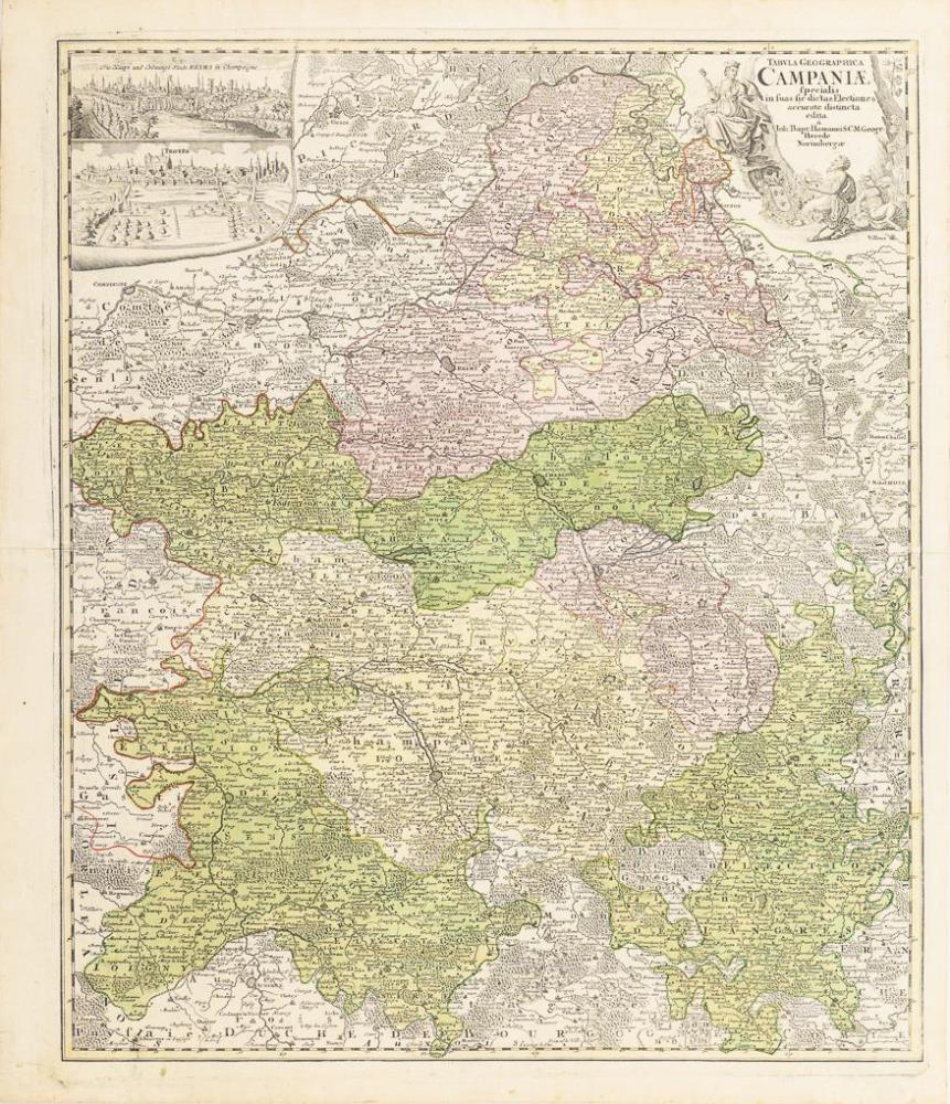 HOMANN, Johann Baptist (Erben). Landkarte der französischen Region Champagne.