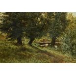 Landschaftsmaler um 1900/1910: Waldlichtung mit Teich.