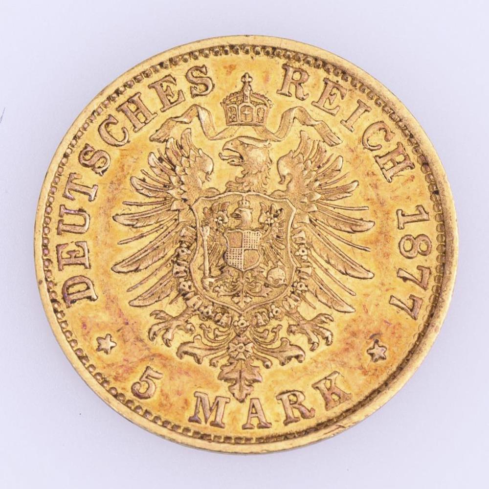 5 Mark, Hamburg, 1877. - Image 2 of 2