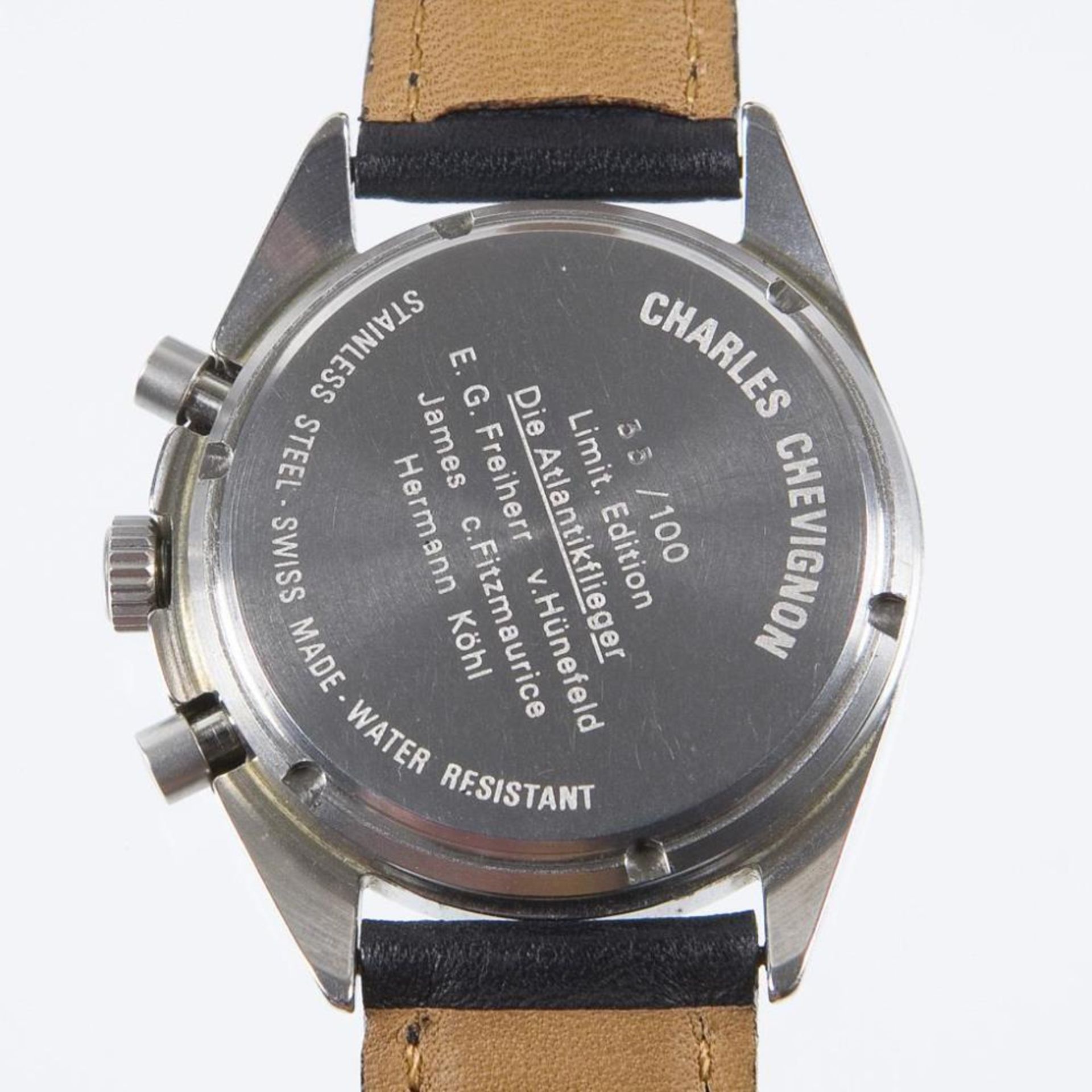 Armbanduhr: Fliegerchronograph 1892-1992.. CHARLES CHEVIGNON. - Bild 2 aus 10