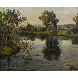 WOLFGANG, Alexander (1894 Arnstadt - 1970 Gera). Flussbiegung nahe Dorf.