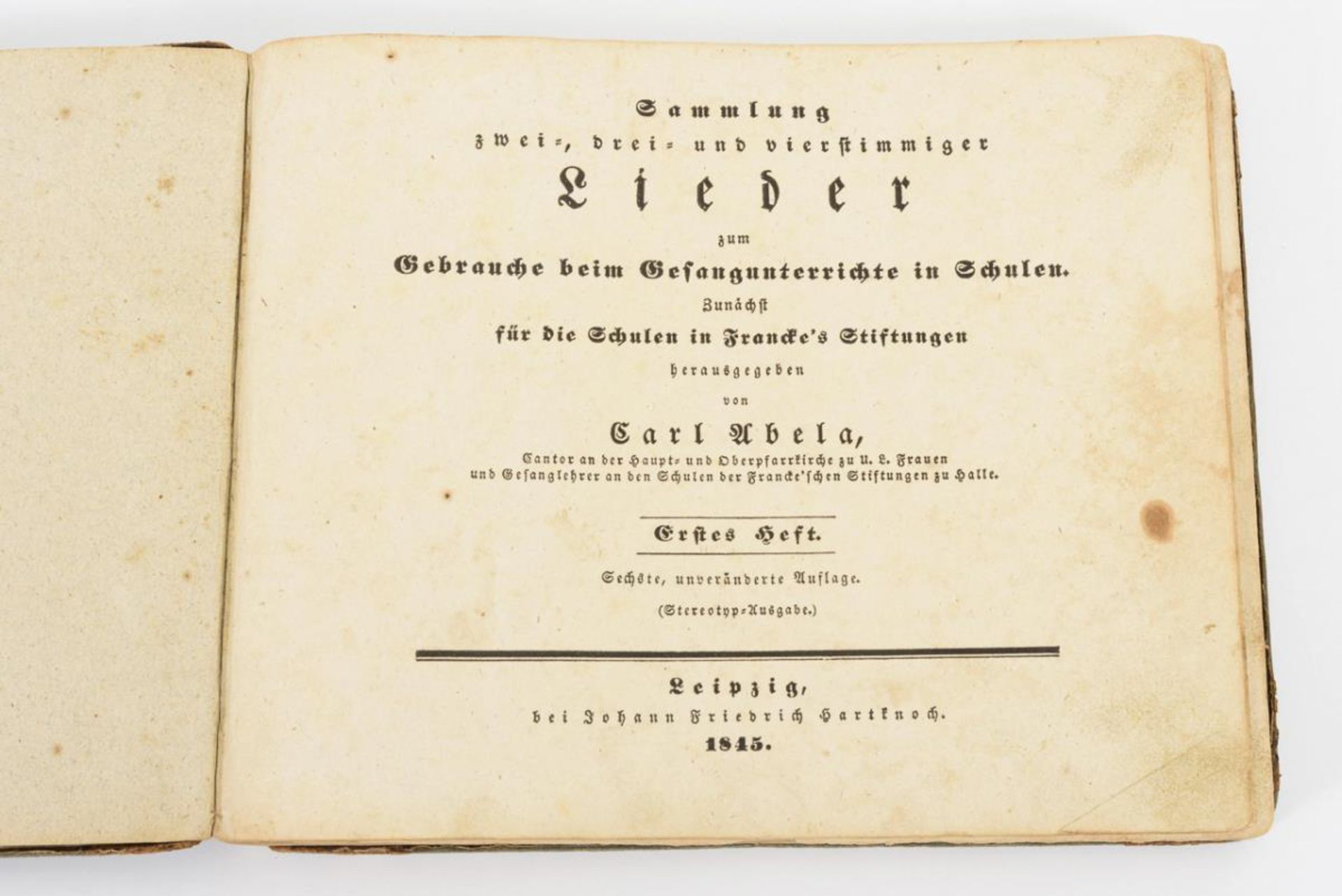 ABELA, Carl. "Sammlung zwei-, drei- und vierstimmiger Lieder".