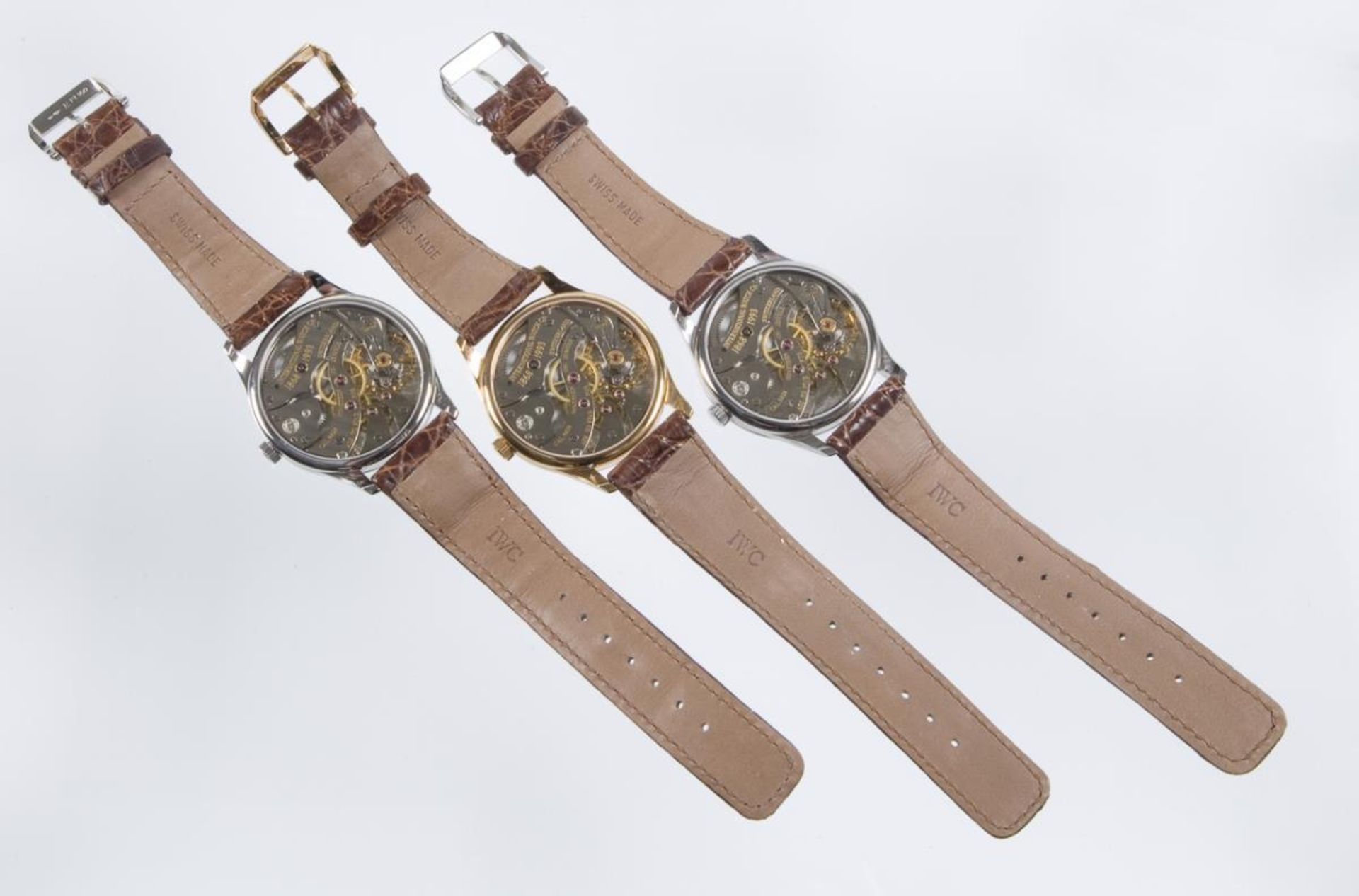 Set von 3 Portugieser-Armbanduhren in Platin, Gold und Edelstahl.. IWC SCHAFFHAUSEN. - Bild 4 aus 13