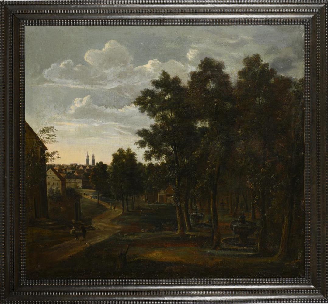 Barocker Maler: Außenbezirk einer Stadt mit Park. - Image 3 of 5