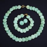 3-teiliges Schmuckset mit Chrysoprasen.