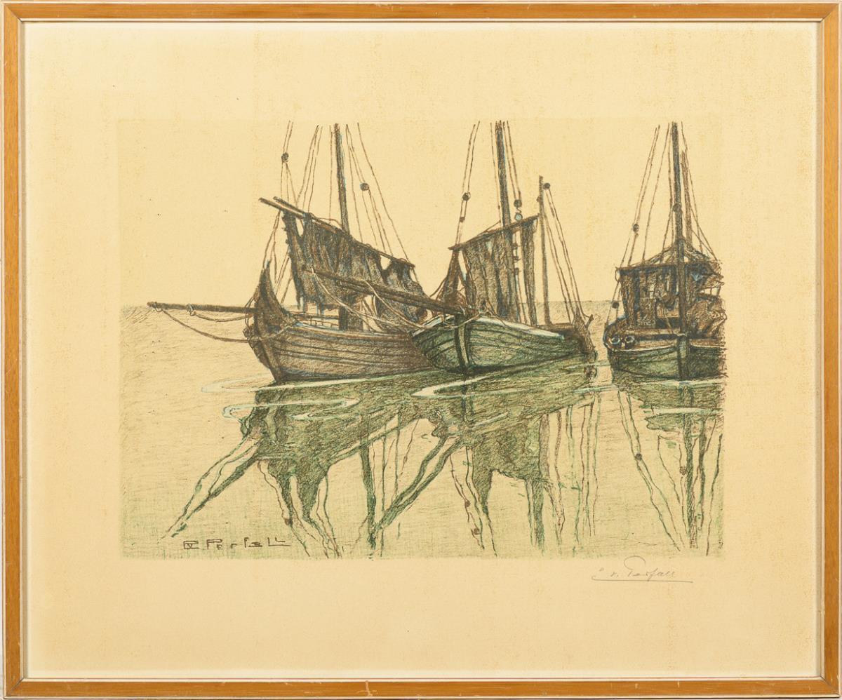 PERFALL, Erich Freiherr von (1882 Düsseldorf - 1961 Düsseldorf). Fischerboote. - Image 2 of 2