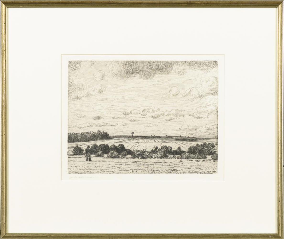 VOLKMANN, Hans Richard von (1860 Halle/Saale - 1927 Halle/Saale). Flache Landschaft mit Feldern. - Image 2 of 2