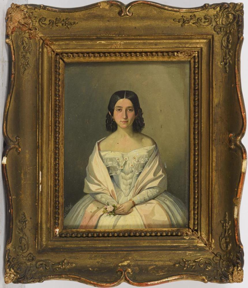 BÖSS, Johann (1822 Budapest - 1861 Wien). Bildnis einer jungen Frau. - Image 2 of 3