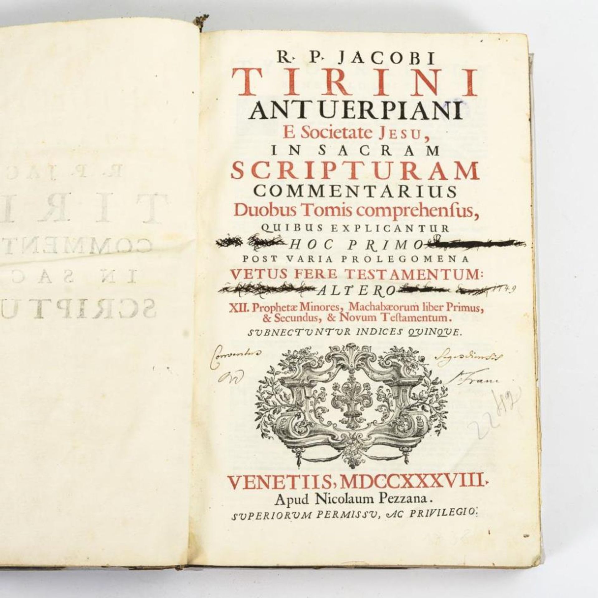 TIRINI, R.P. Jacobi. "In Sacram Scripturam Commentarius".