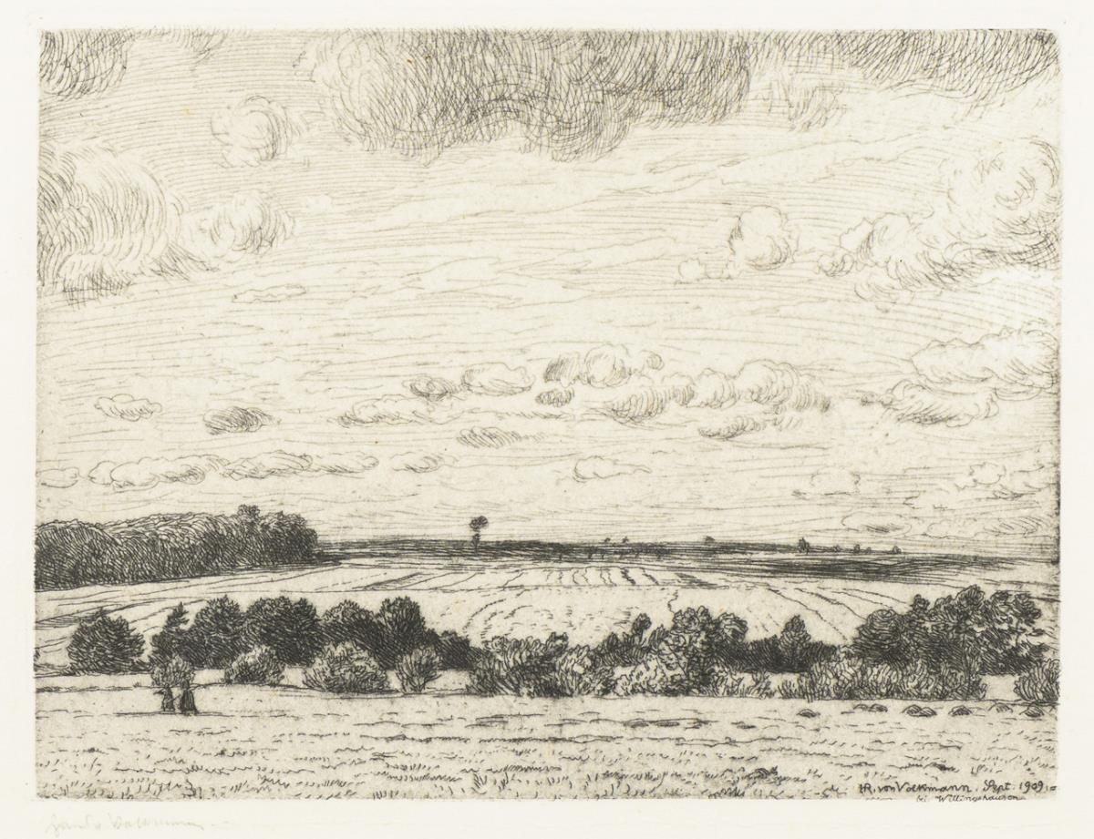 VOLKMANN, Hans Richard von (1860 Halle/Saale - 1927 Halle/Saale). Flache Landschaft mit Feldern.