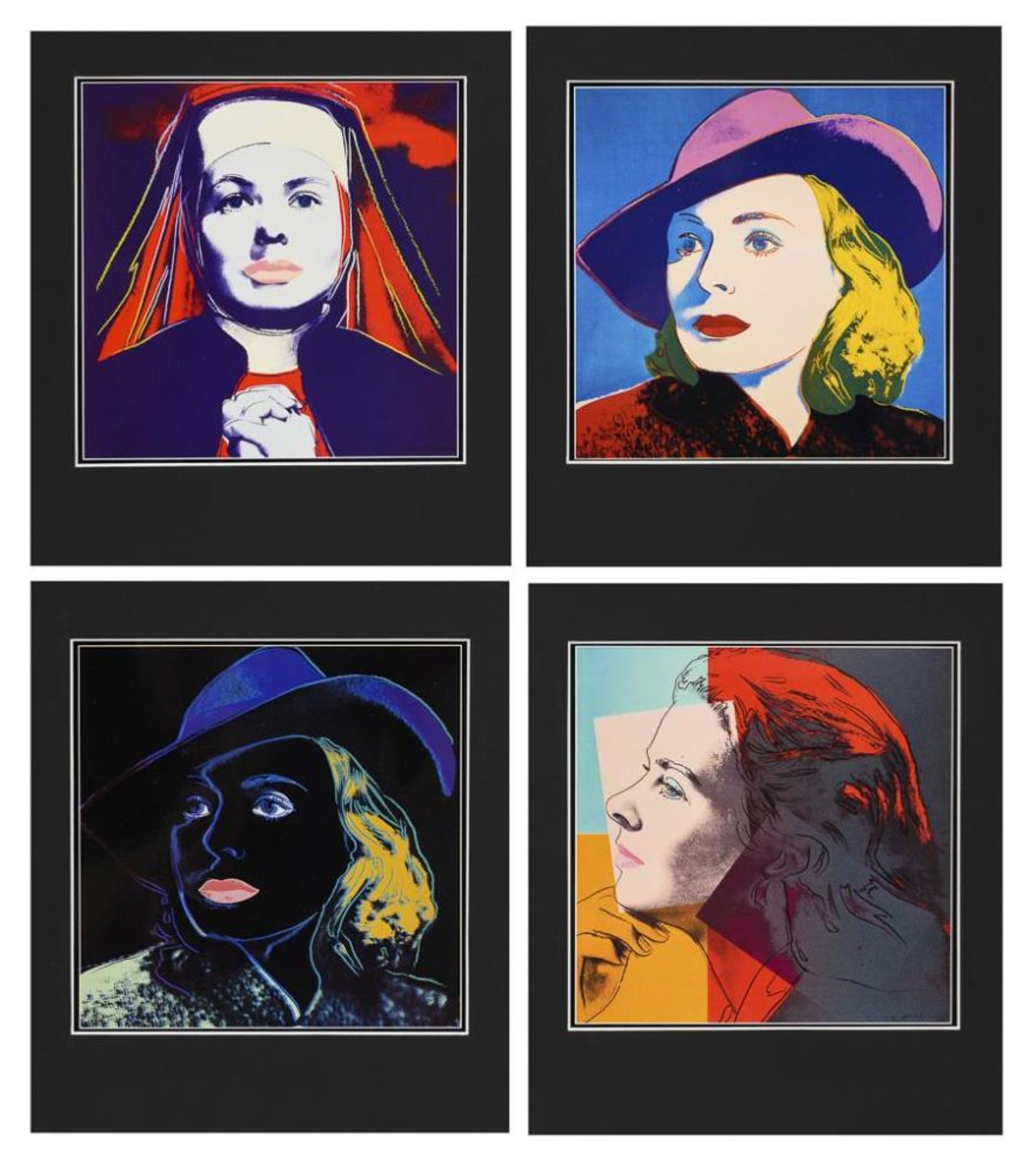 WARHOL, Andy (1928 Pittsburgh - 1987 New York City). 4 Werke "Portraits of Ingrid Bergman".