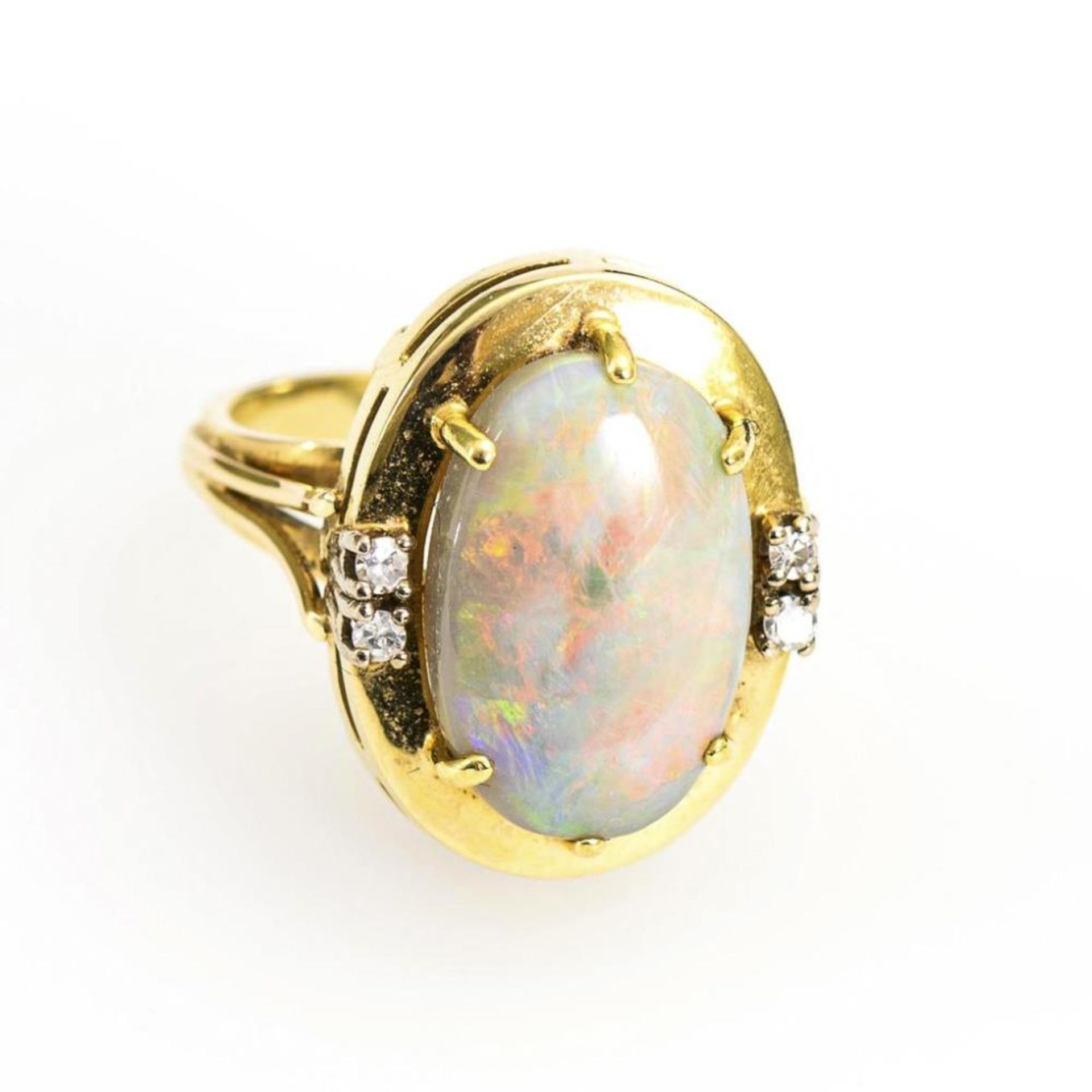 Ring mit Weißem Opal und Diamanten. - Bild 2 aus 2