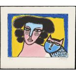 CORNEILLE (1922 Lüttich - 2010 Auvers-sur-Oise). Dame mit Katze.