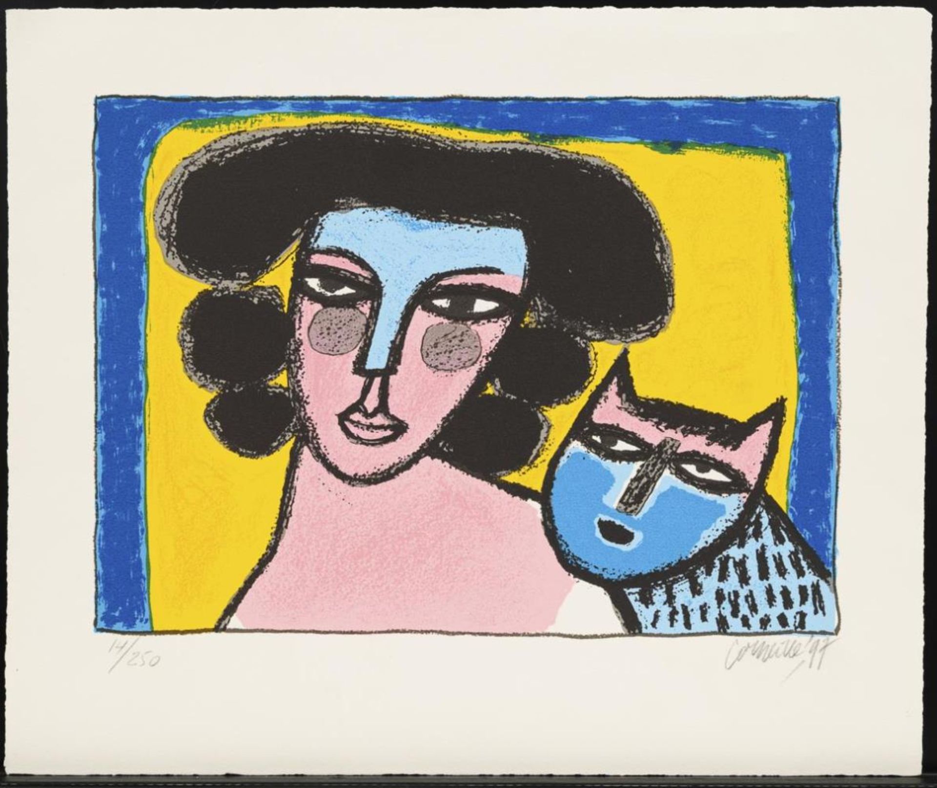 CORNEILLE (1922 Lüttich - 2010 Auvers-sur-Oise). Dame mit Katze.