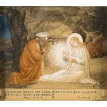 Undeutlich signiert: Die Geburt Christi.