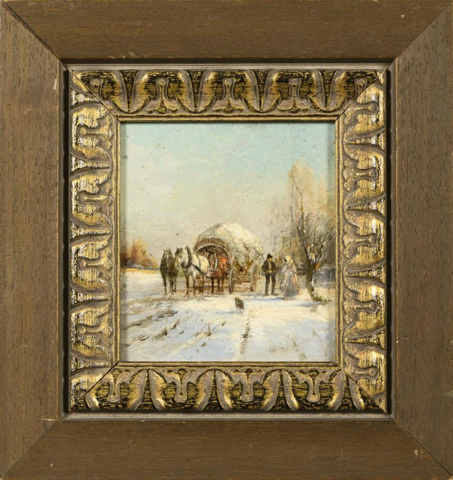 FEDDER, Otto (1873 Schwerin 1873 - 1918 Wildschaige a.T.). Winterlandschaft mit Fuhrwerk. - Bild 2 aus 3