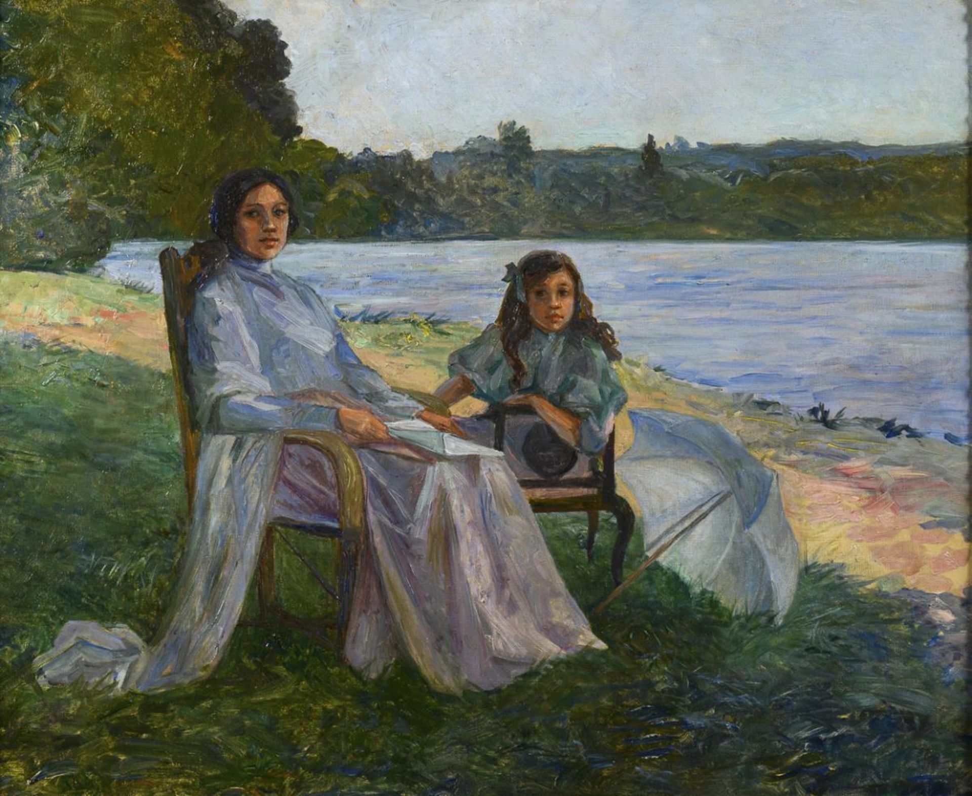 MASCART, Paul zugeschrieben (1874 - 1958). Mutter und Tochter am See.