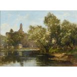LEVIS, Maurice (1860 Paris - 1940). Flusslandschaft mit Angler.