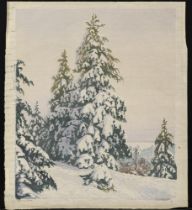 LESCHHORN, Paul (1876 - 1951 Konstanz). "Tannen im Schnee".