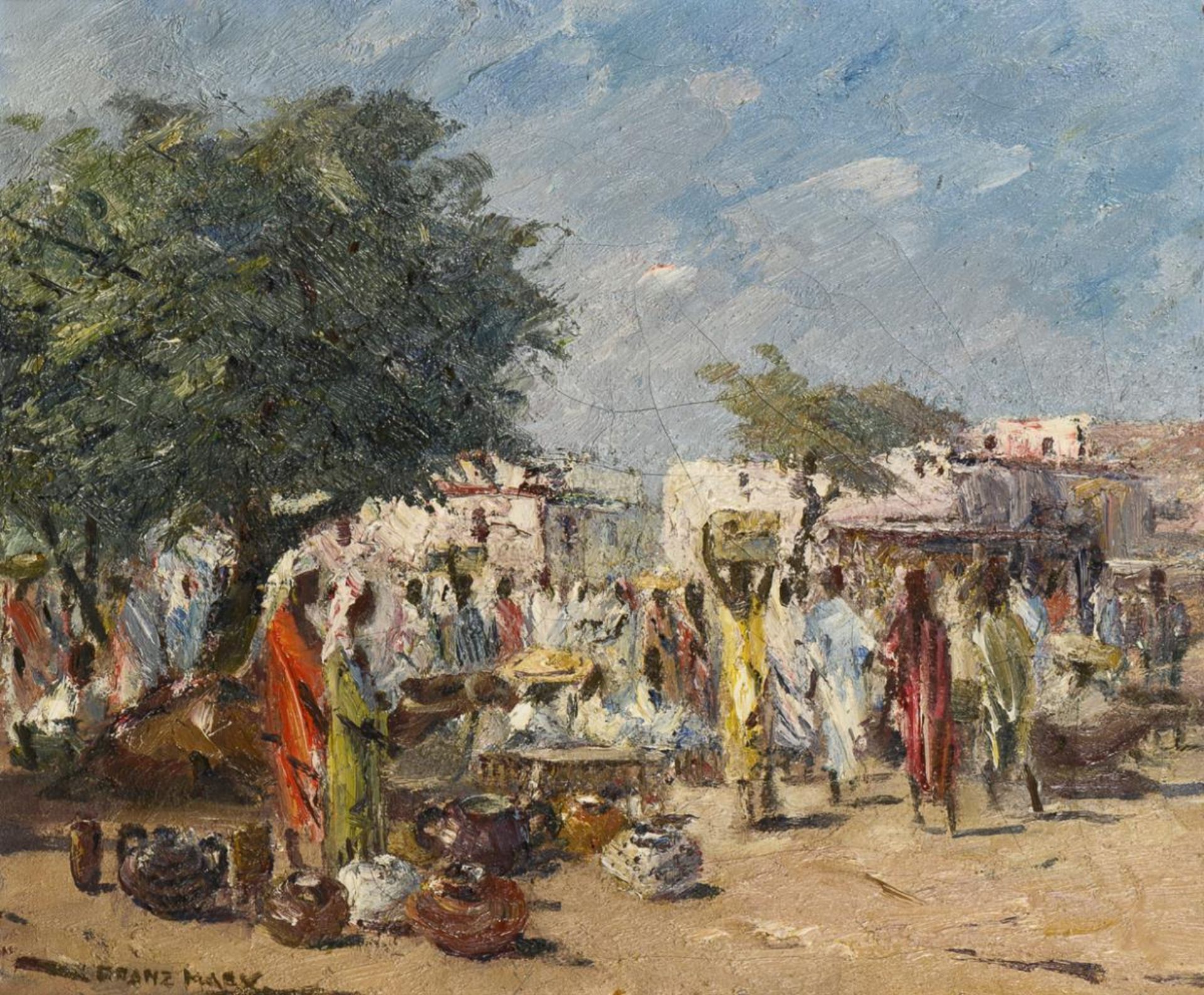 MARX, Franz (1889 München - 1960 ebd.). Orientalischer Markt mit Kamelen.