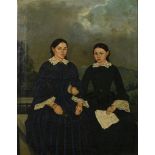 EBERHART, J.. Spätbiedermeier Doppelporträt der Schwestern Hannche und Maria Weichsel.