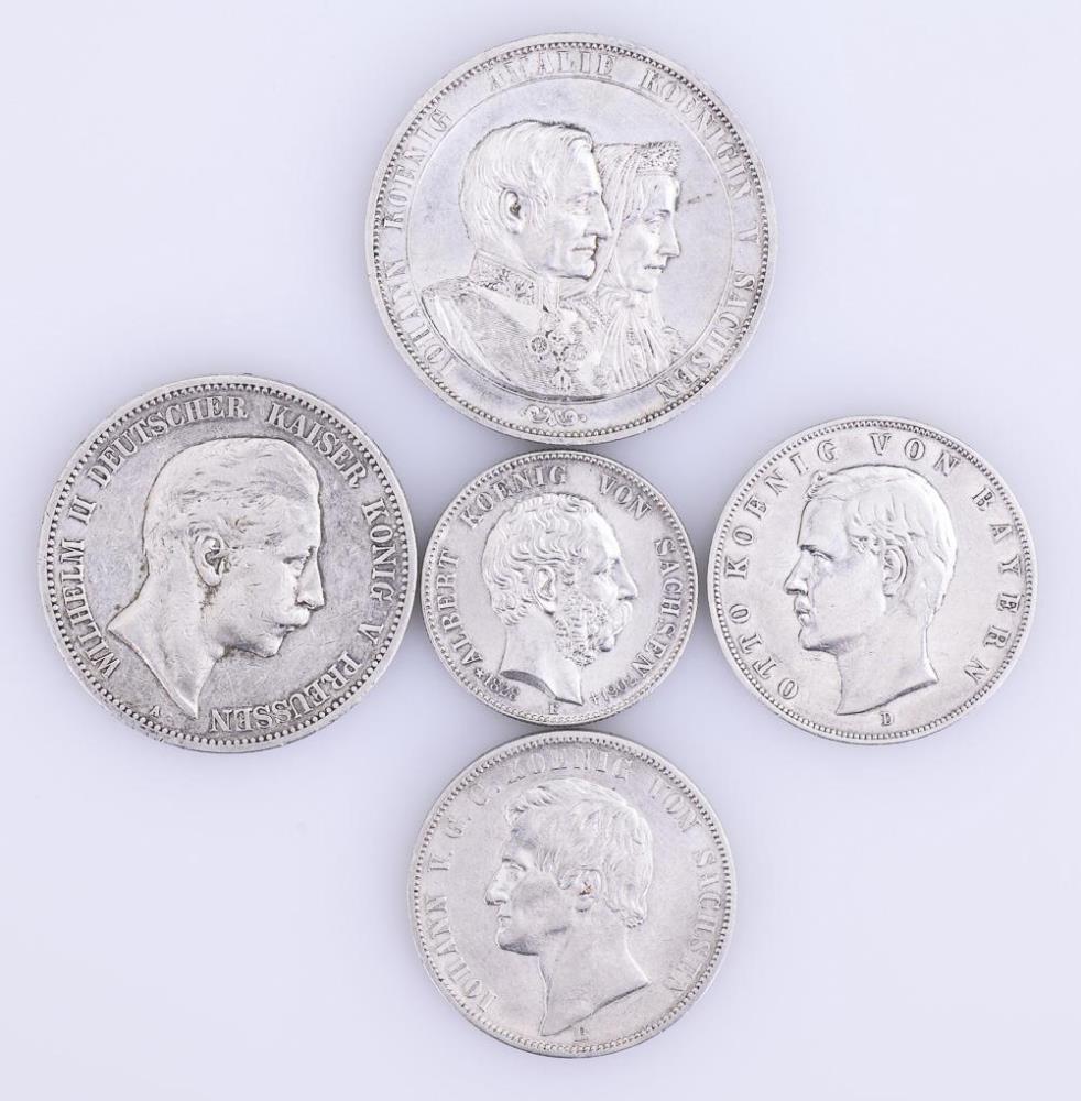 5 Münzen Deutsches Reich.