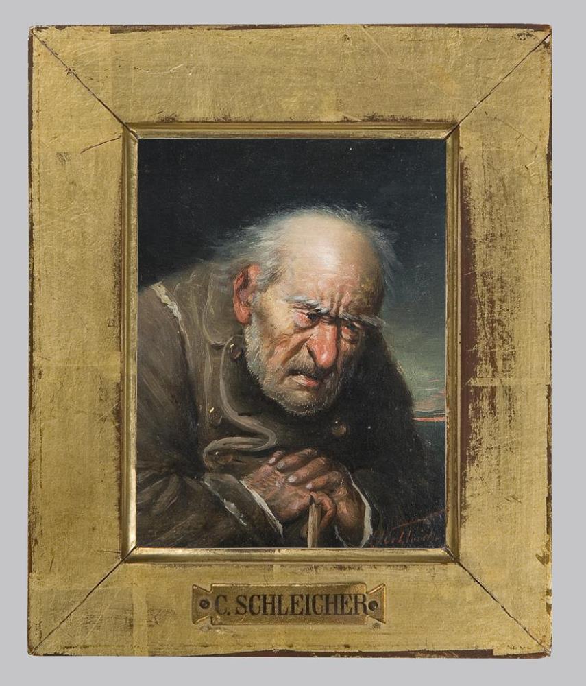 SCHLEICHER, Cölestin (1825 Lemberg - 1903 Padua). Pendant Porträts: Der alte Musicus, Der alte Bettl - Image 2 of 5