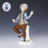 Harlekin mit ausgestrecktem Mittelfinger. Meissen.