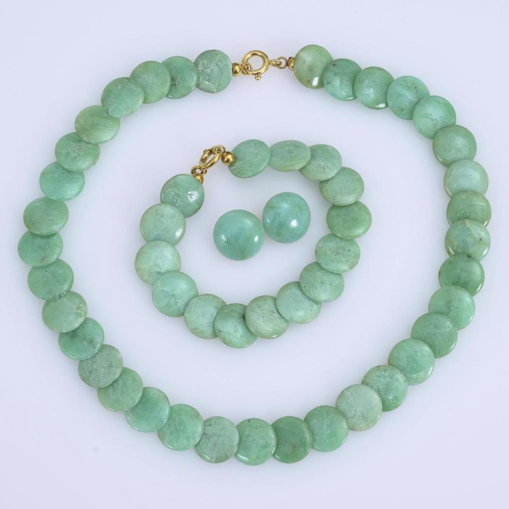 3-teiliges Schmuckset mit Chrysoprasen. - Image 2 of 2