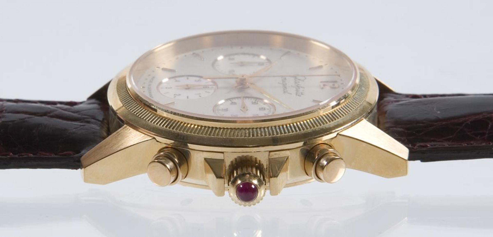 Armbanduhr-Chronograph in Gold.. GLASHÜTTE ORIGINAL. - Image 6 of 7