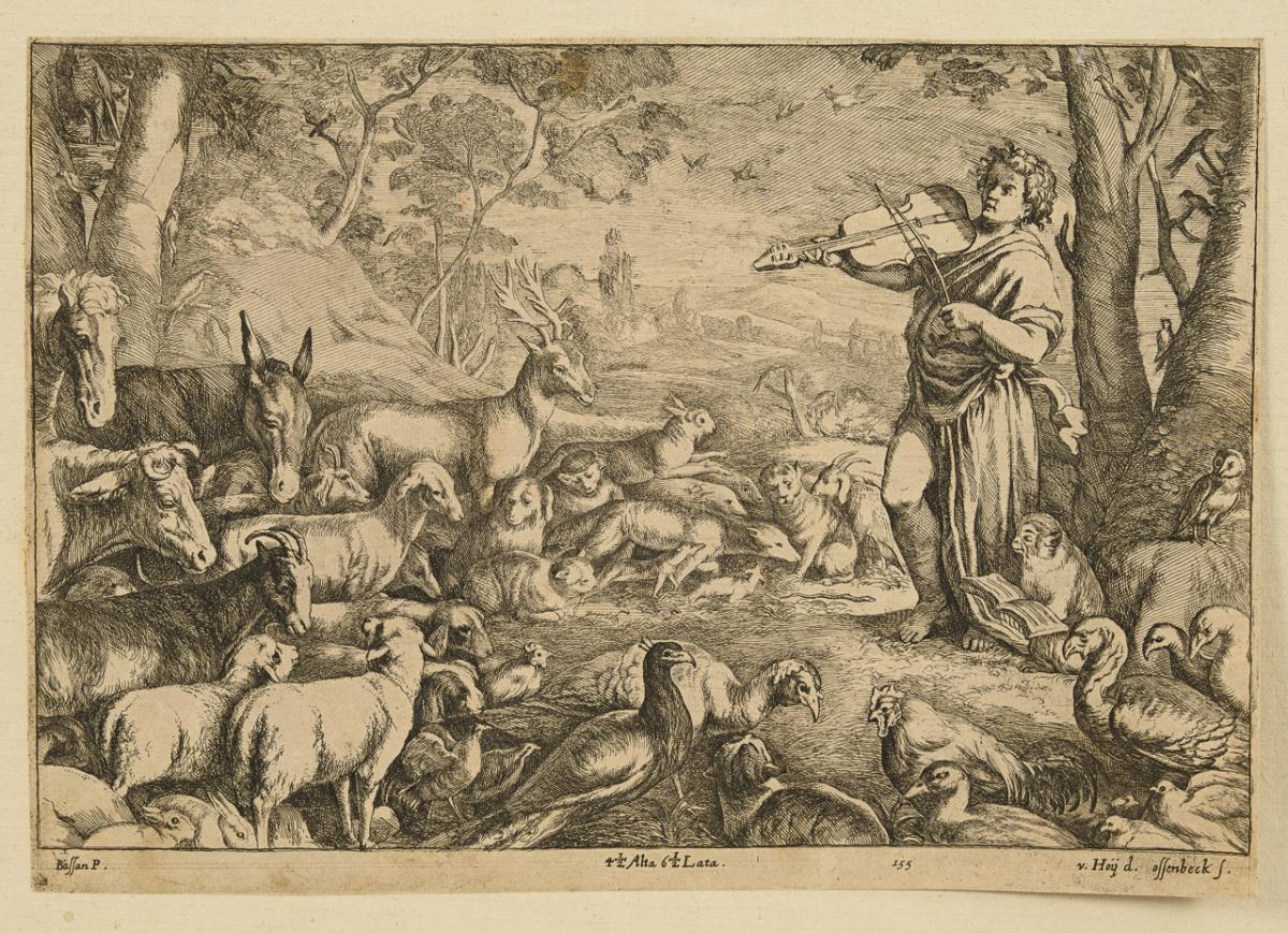 OSSENBEECK, Jan van (1623 Rotterdam - 1674 Wien). "Orpheus besänftigt die Tiere".