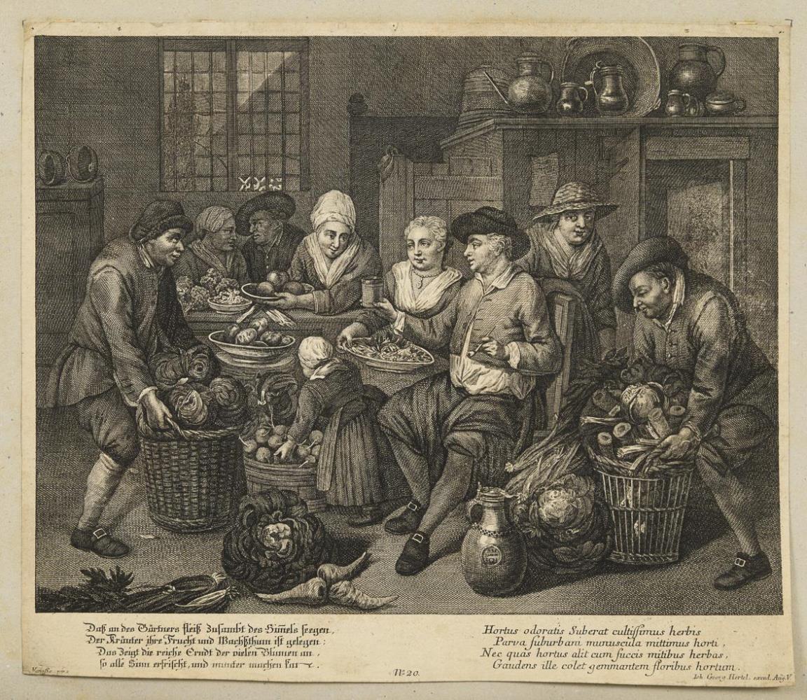 HERTEL, Johann Georg (1700 Augsburg - 1775 Augsburg). Genreszene in einer bäuerlichen Küche.